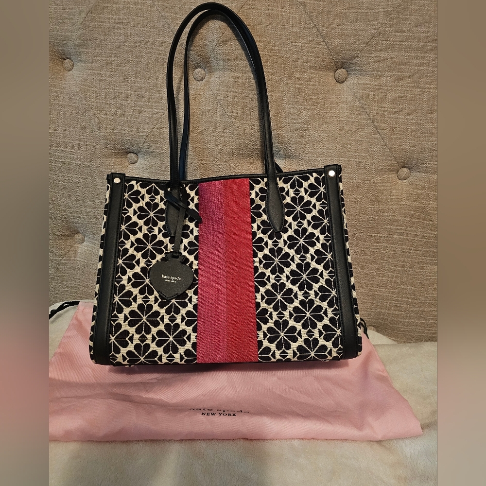 Kate Spade flower jacquard stripe medium tote bag